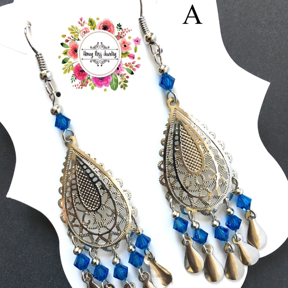 Blue swarovsky crystal Earrings for women gift